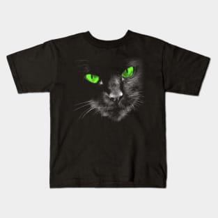 Black Cats Rule - Green Eyes Kids T-Shirt